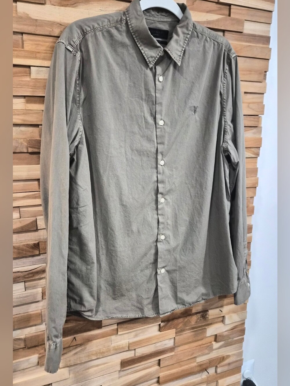 AllSaints Men's Button-Down Shirt in Olive - Size M